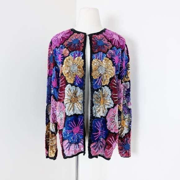 80's Beaded Sequin Cardigan/Jacket - Picture 3 of 13